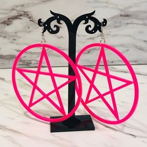 Oversized Neon Pentagram Hoop Earrings
